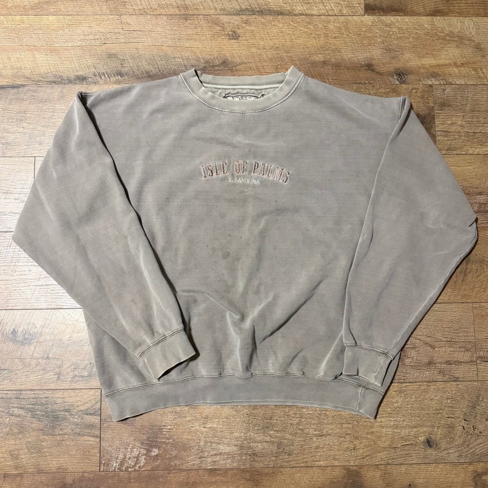 US‎ Vintage Isle of Palms South Carolina Sweatshirt Gray XXL Sun Faded Crewneck